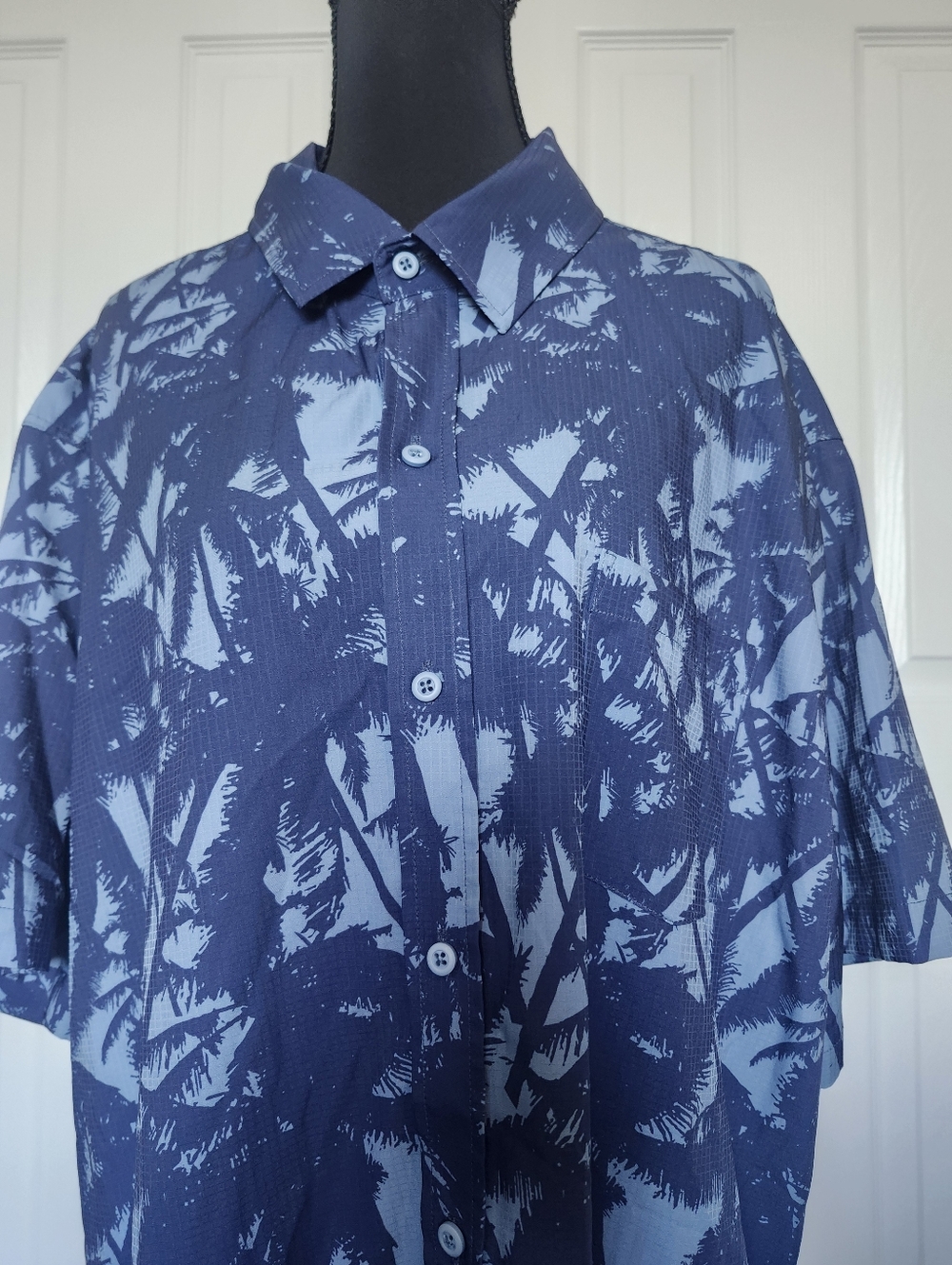 Men's Hawker Rye Size XXL Short Sleeve Button Down Palm Tree Print Shirt Blue